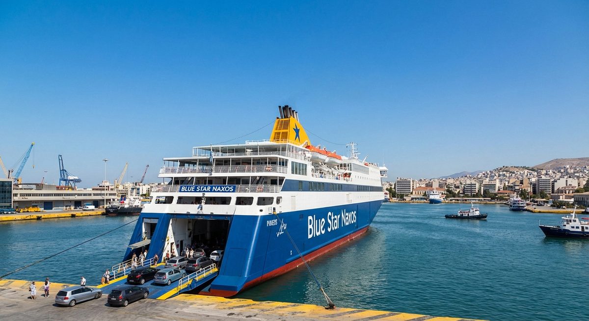 Griechische Fähre im Hafen von Piräus