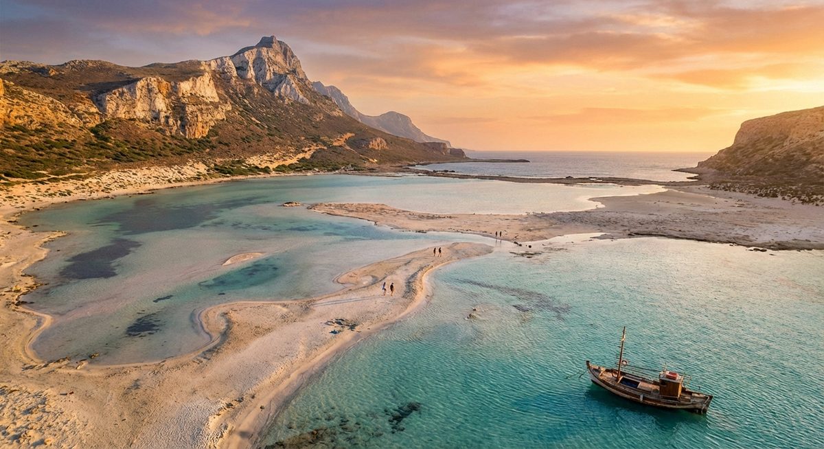Balos Beach auf Kreta - türkisfarbene Lagune mit weißem Sand